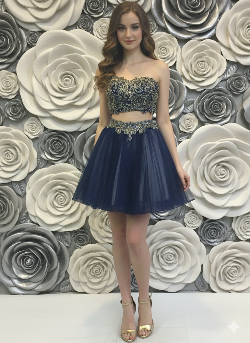 Navy Couture Cocktail Dress