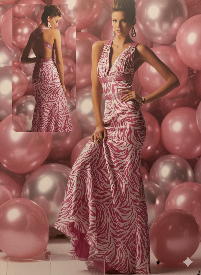 Pink / White Print Gown