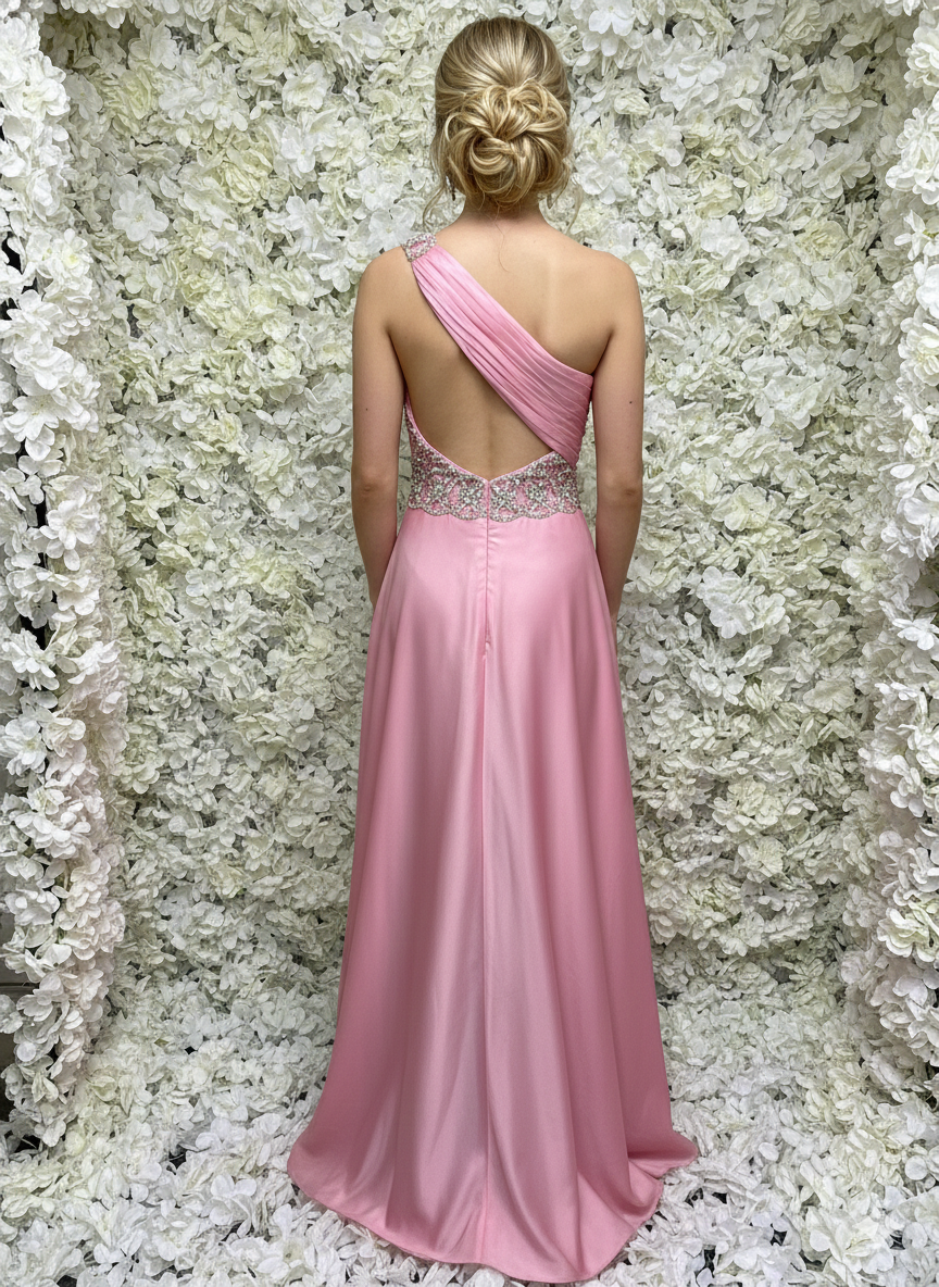 The Blush Jewel One-Shoulder Gown