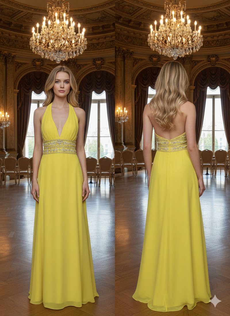 Sunrise Allure Halter Satin Gown