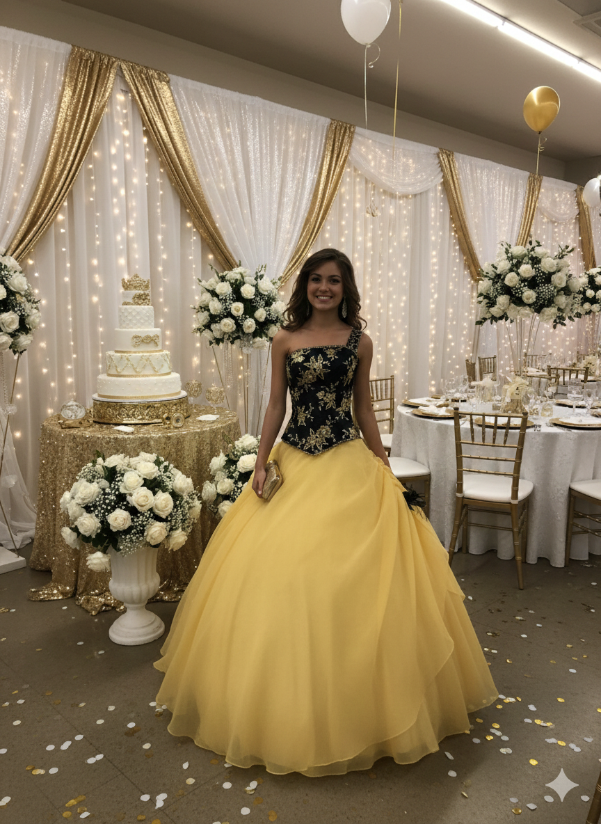 Midnight Royale Gold Ball Gown