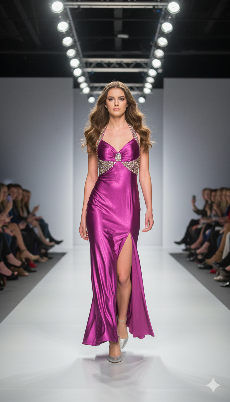 Raspberry Allure Halter Gown