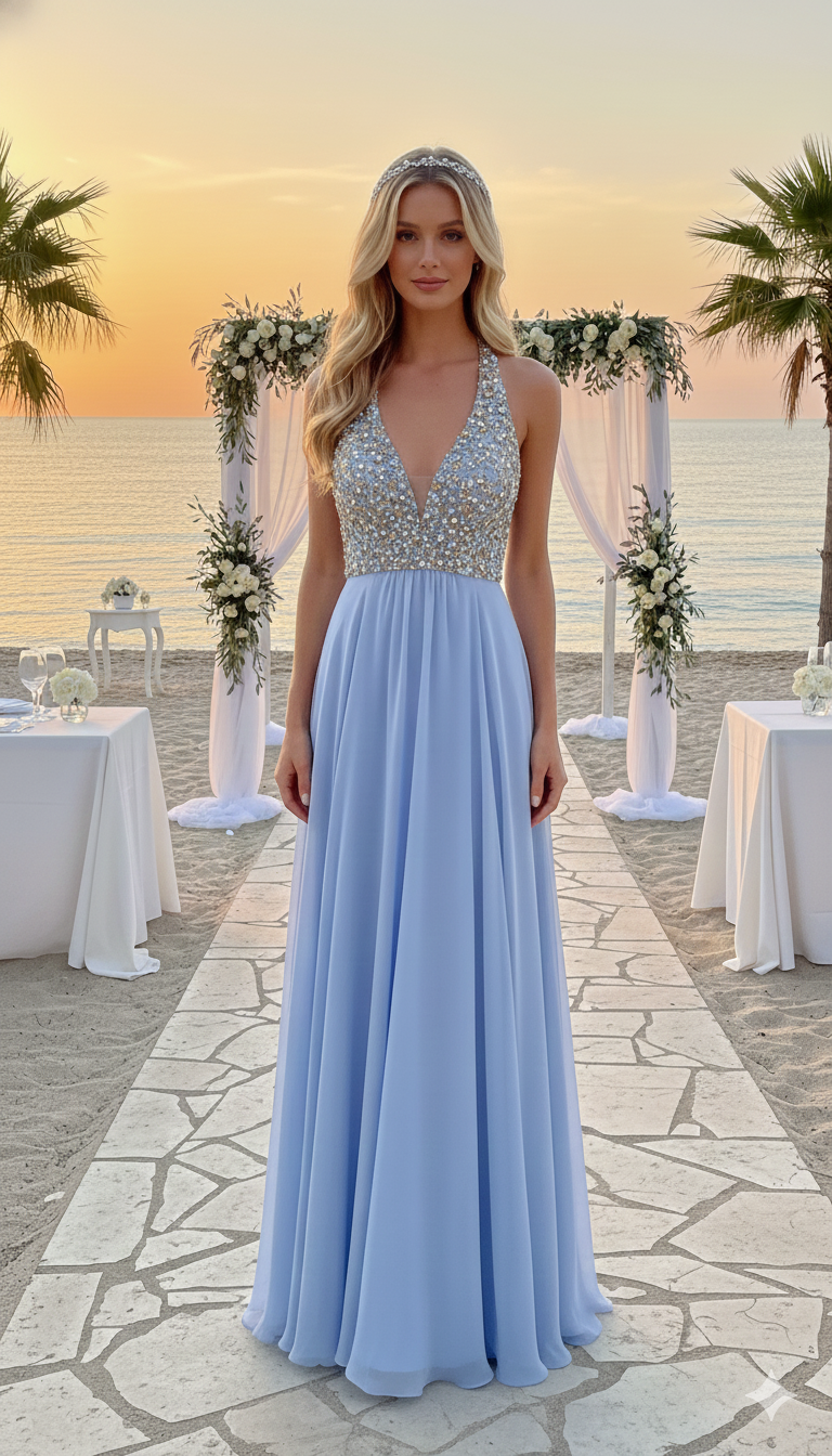 Sky Dream Chiffon Gown