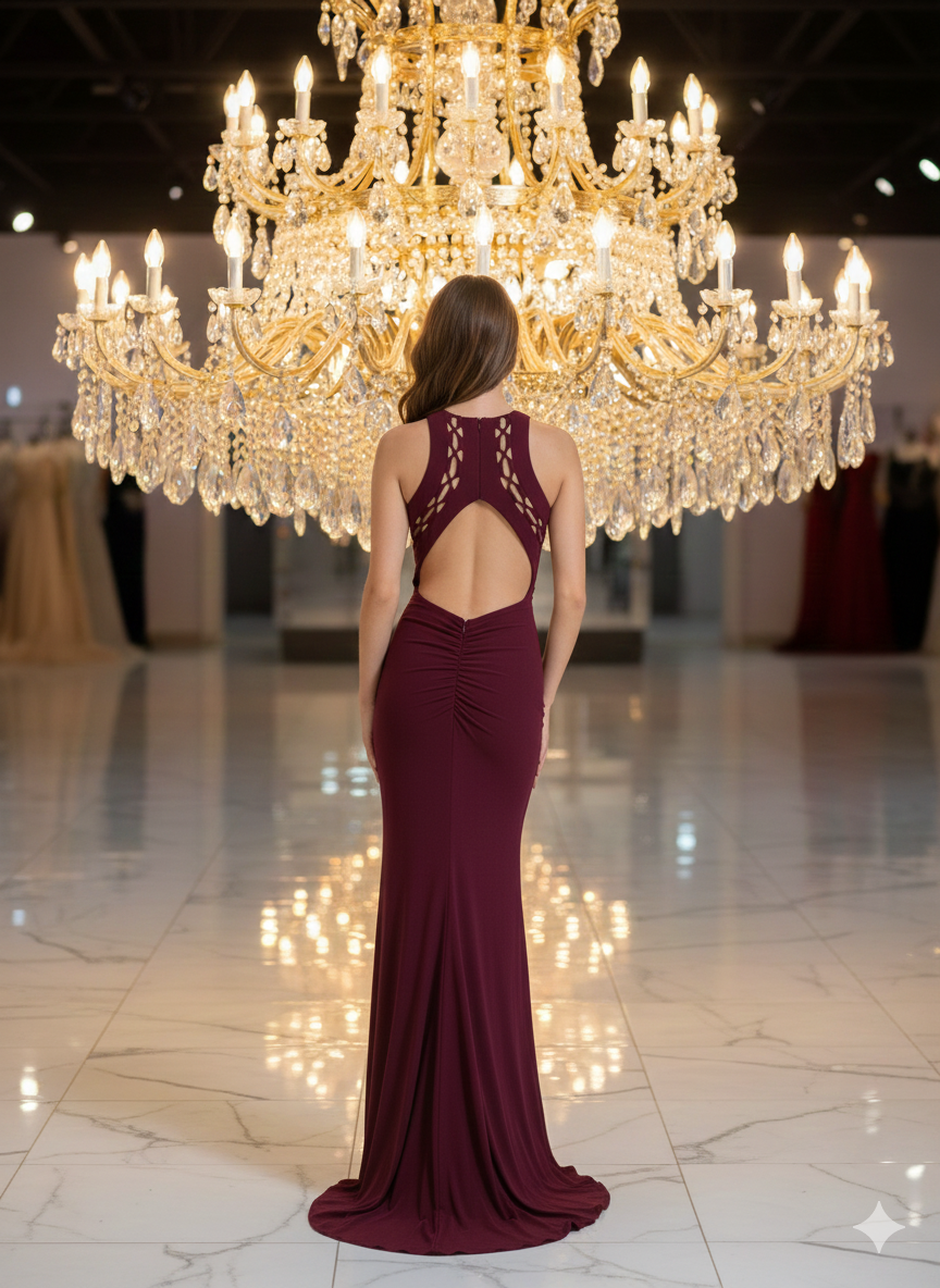 Scarlet Allure High-Neck Gown