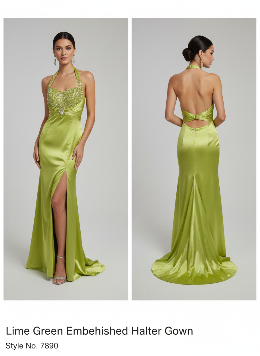 Kiwi Lumina Halter Gown