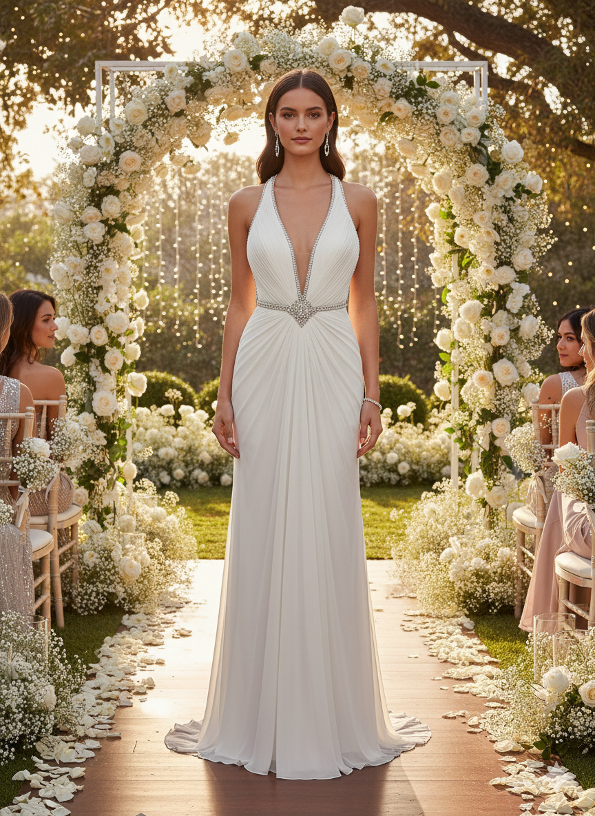 The Ivory Muse Halter Gown