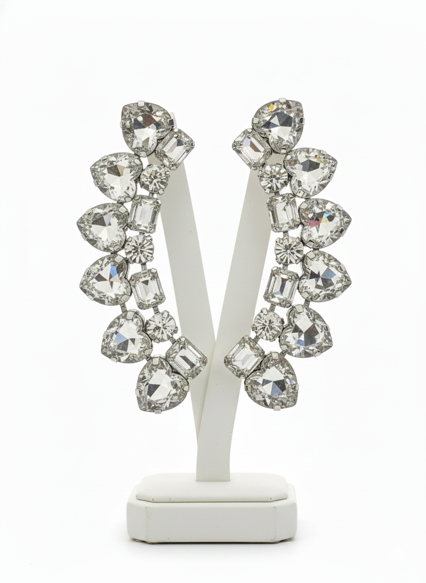 The Reign Crystal Wing Statement Earrings
