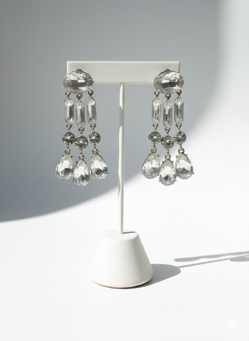 The Elysian Multi-Tier Crystal Chandelier Earrings