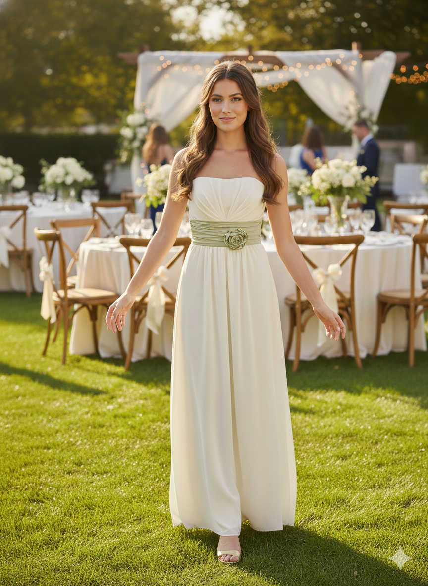 Ivory Sage Elegance Gown