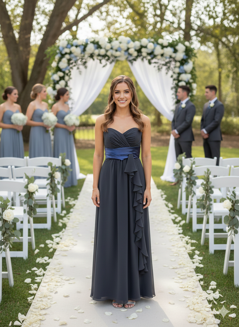 Midnight Slate Bridesmaid Gown