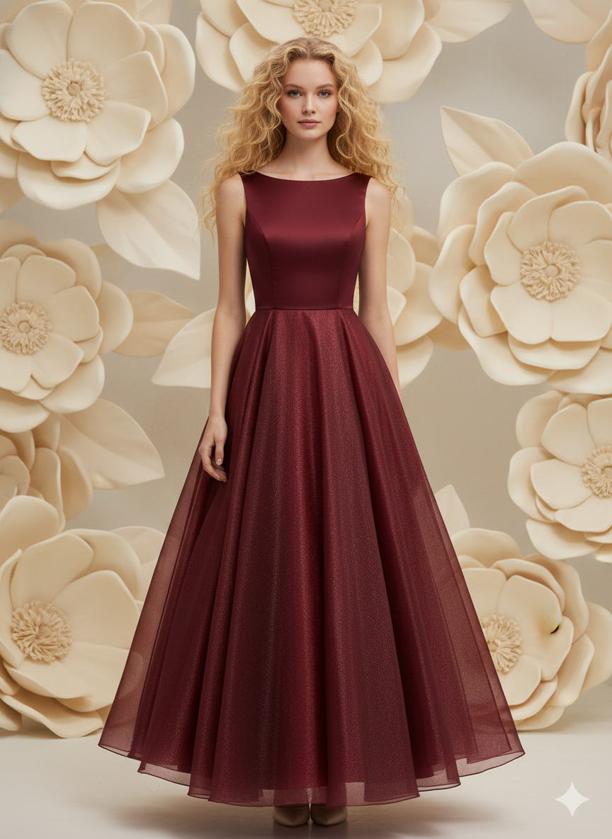 Prom Evening Burgundy Gown