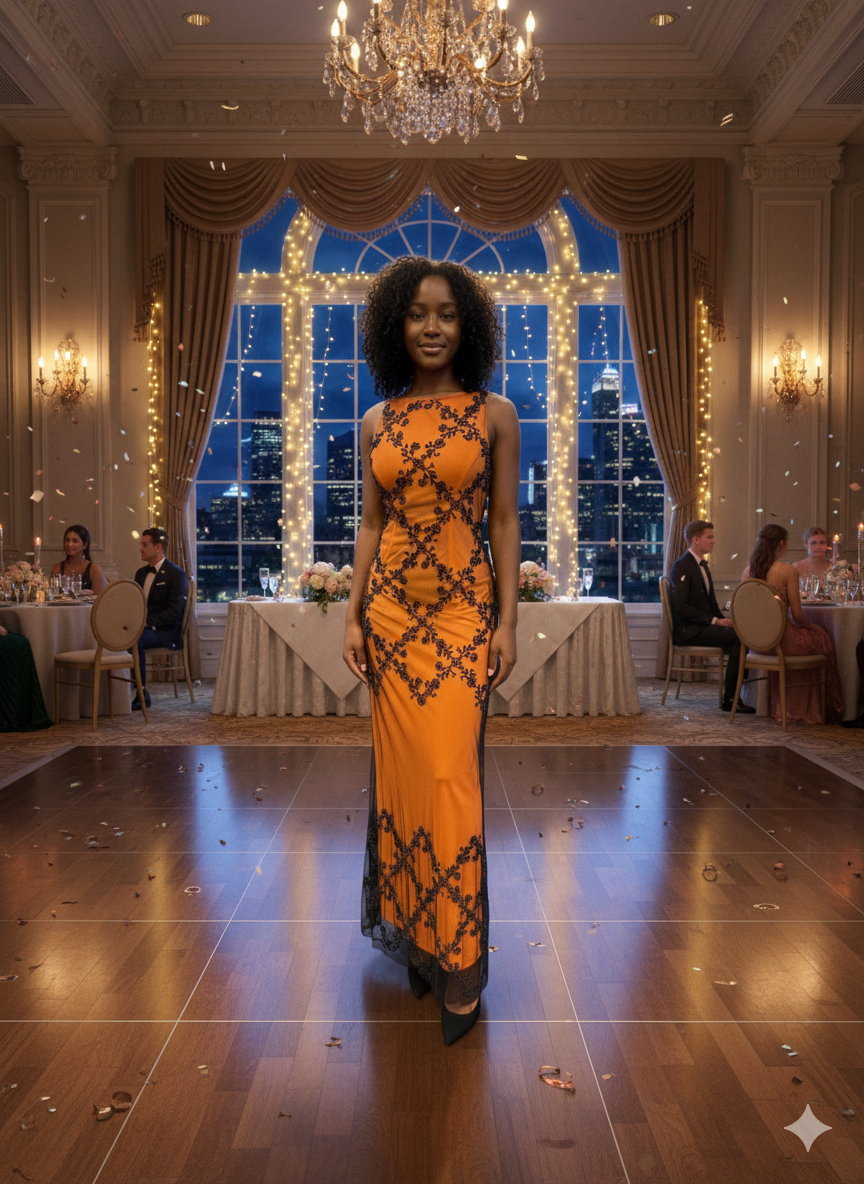 Prom Evening Orange Gown