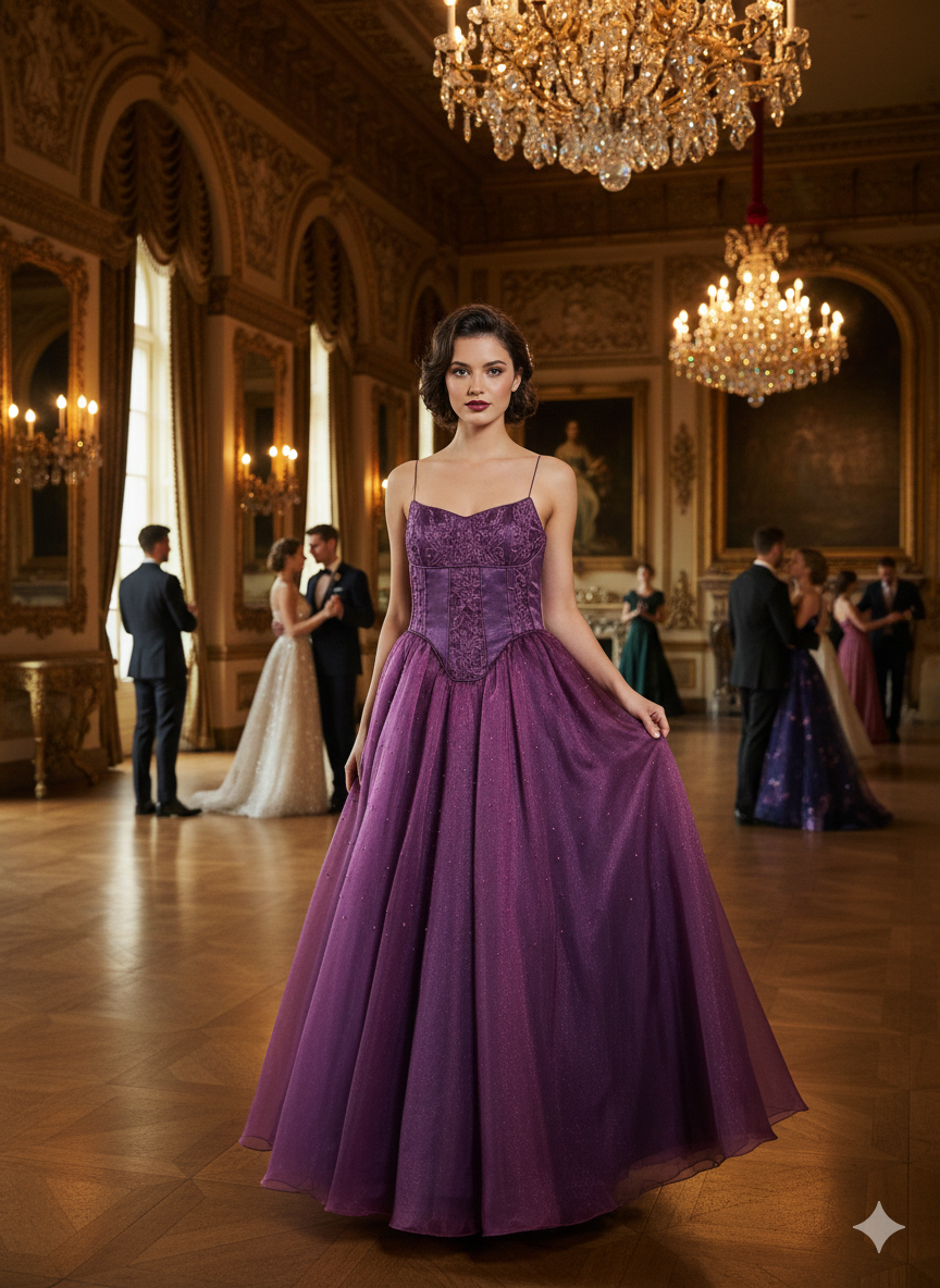 Berry Grape Organza Ball Gown