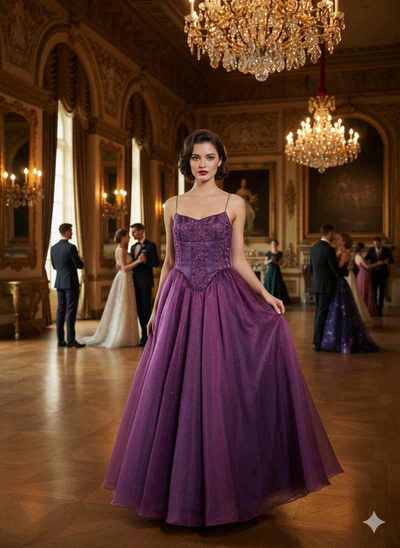 Berry Grape Organza Ball Gown