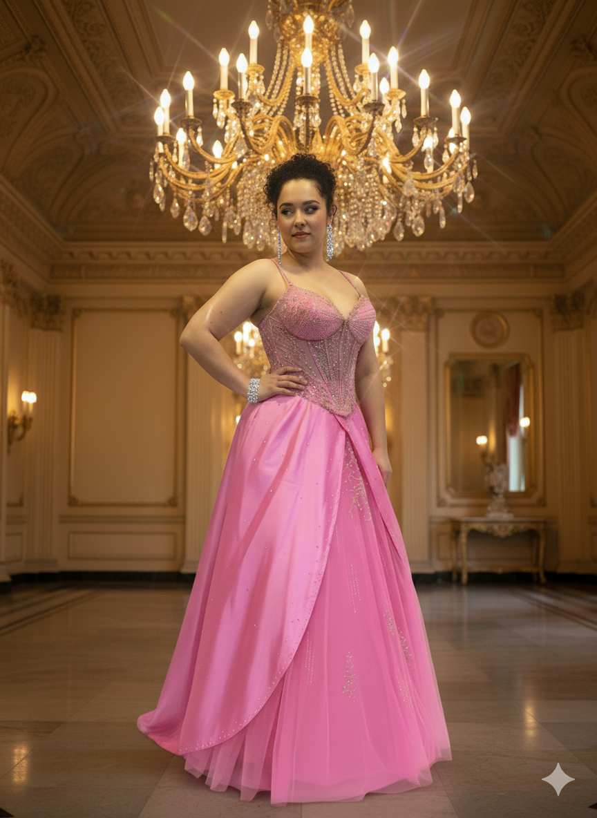 The Regency Gown in Lipstick Pink